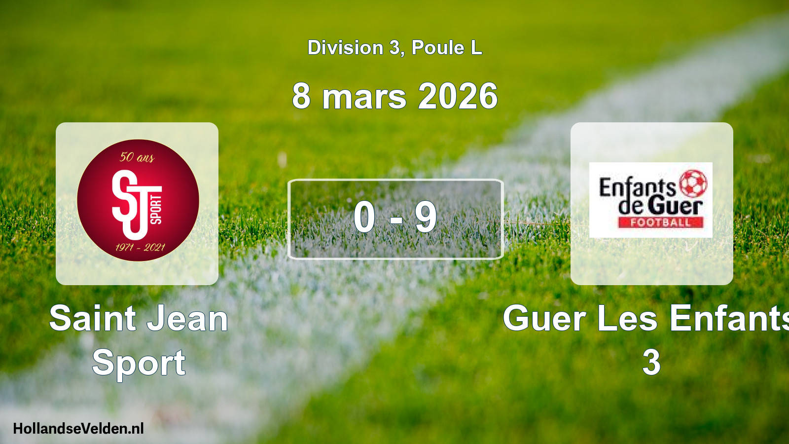 Match joué: Saint Jean Sport - Guer Les Enfants 3 0 - 9 (8 mars 2026)