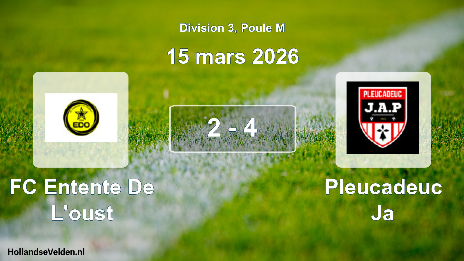 Match joué: FC Entente De L'oust - Pleucadeuc Ja 2 - 4 (15 mars 2026)