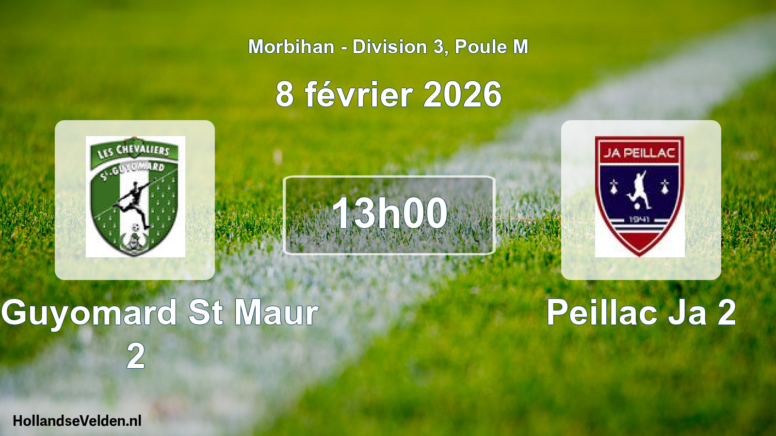 Geplande wedstrijd: St Guyomard St Maur 2 - Peillac Ja 2 (8 februari 2026)