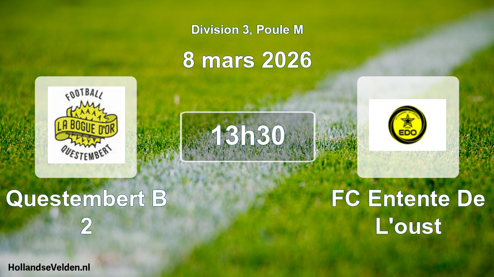Geplande wedstrijd: Questembert B 2 - FC Entente De L'oust (8 maart 2026)