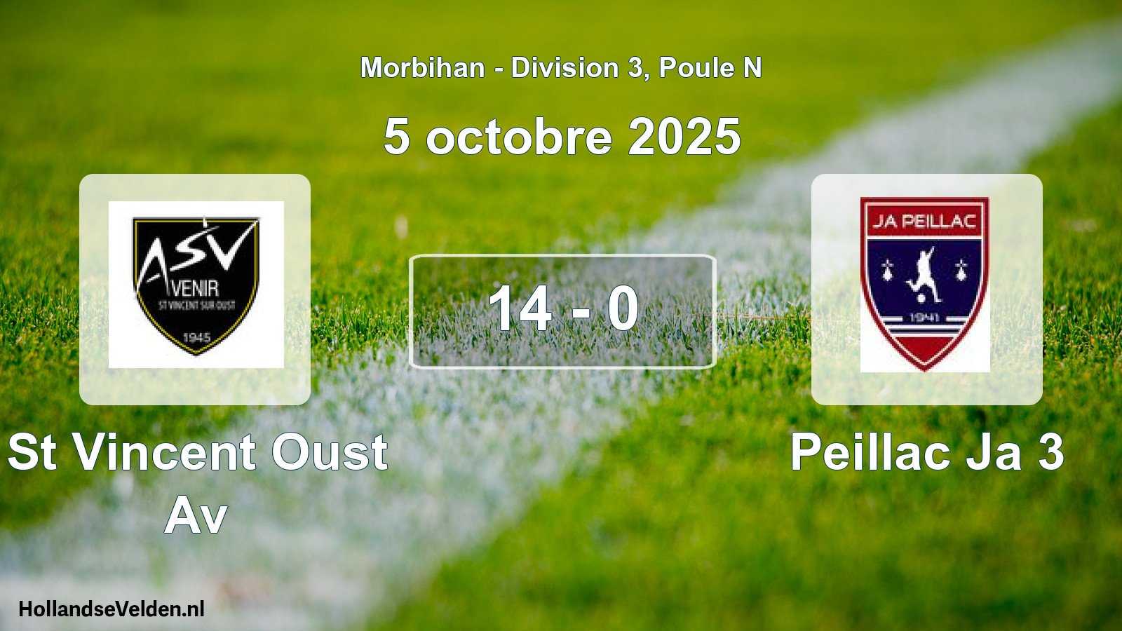Gespeelde wedstrijd: St Vincent Oust Av - Peillac Ja 3 14 - 0 (5 octobre 2025)