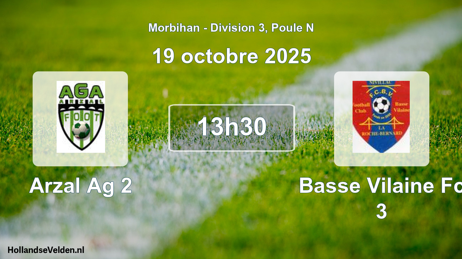 Geplande wedstrijd: Arzal Ag 2 - Basse Vilaine Fc 3 (19 octobre 2025)