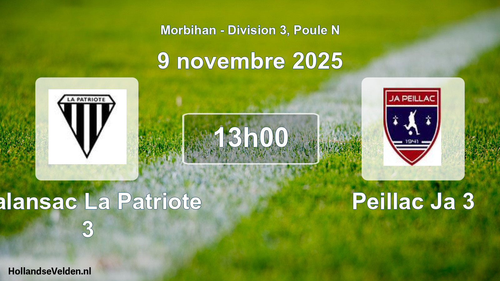 Geplande wedstrijd: Malansac La Patriote 3 - Peillac Ja 3 (9 november 2025)