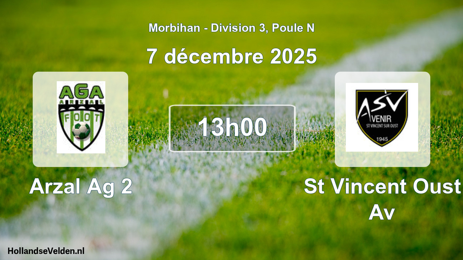Geplande wedstrijd: Arzal Ag 2 - St Vincent Oust Av (7 décembre 2025)