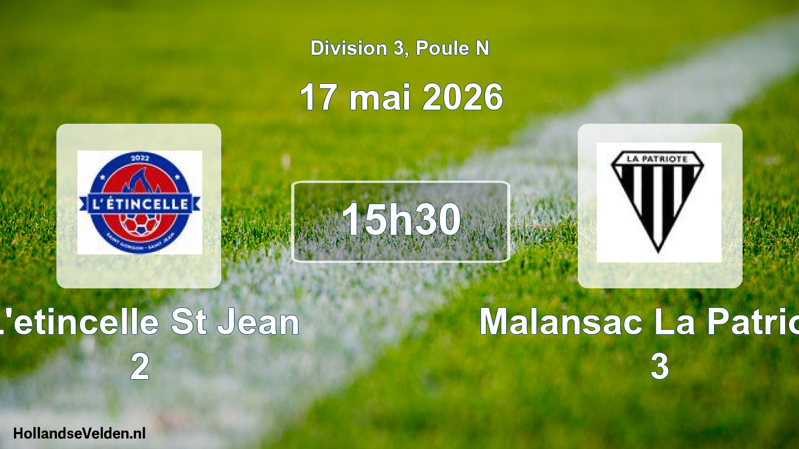 Match programmé: L'etincelle St Jean 2 - Malansac La Patriote 3 (17 mai 2026)