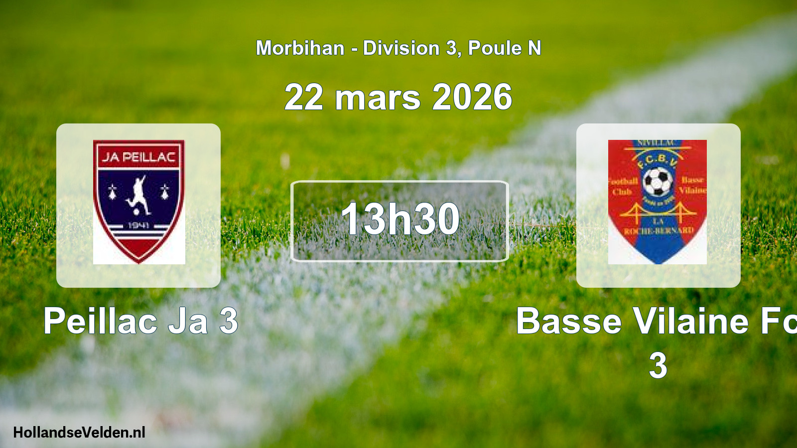 Geplande wedstrijd: Peillac Ja 3 - Basse Vilaine Fc 3 (22 mars 2026)