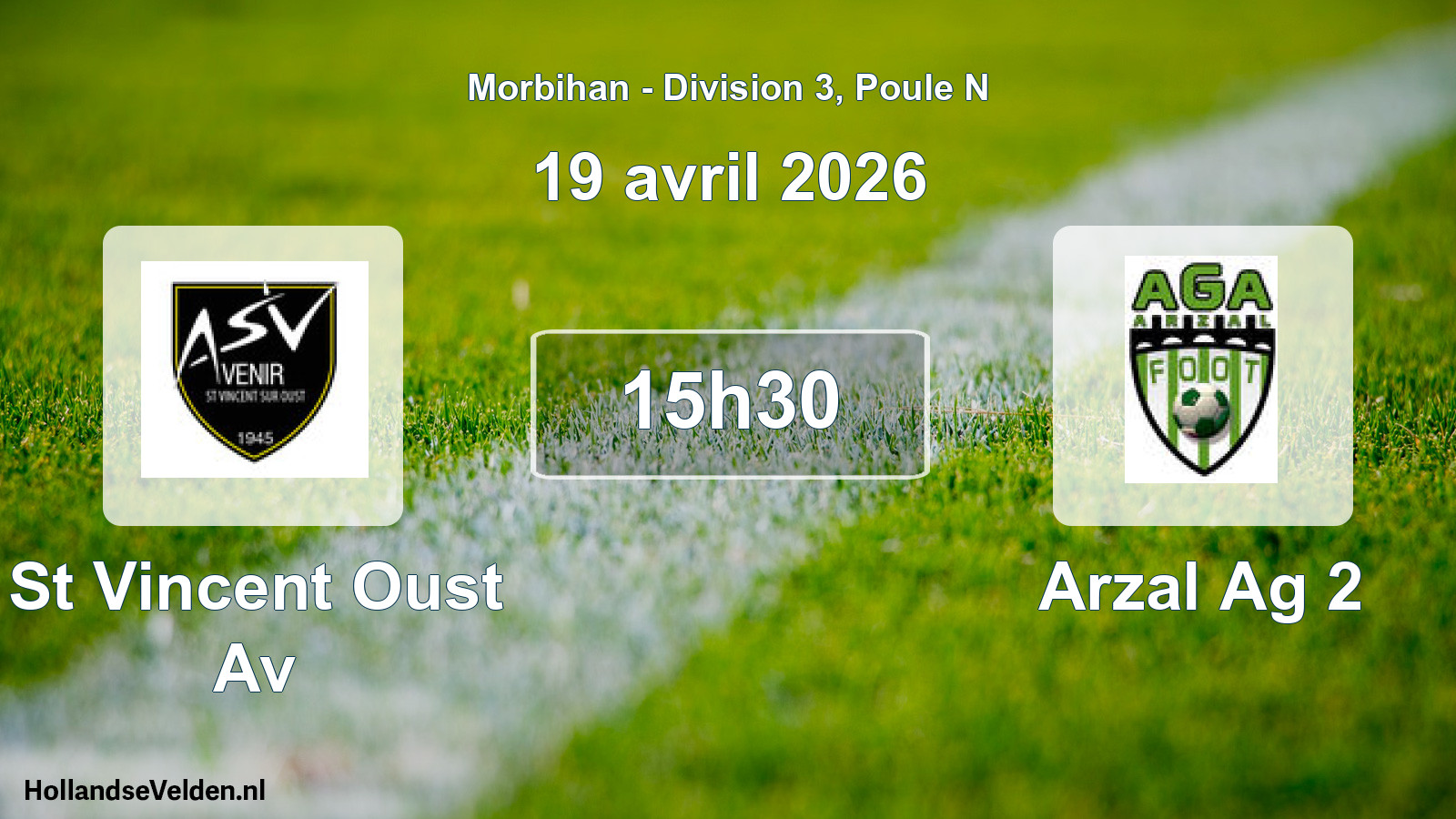 Geplande wedstrijd: St Vincent Oust Av - Arzal Ag 2 (19 avril 2026)