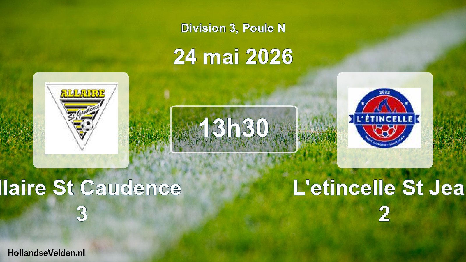 Match programmé: Allaire St Caudence 3 - L'etincelle St Jean 2 (24 mai 2026)