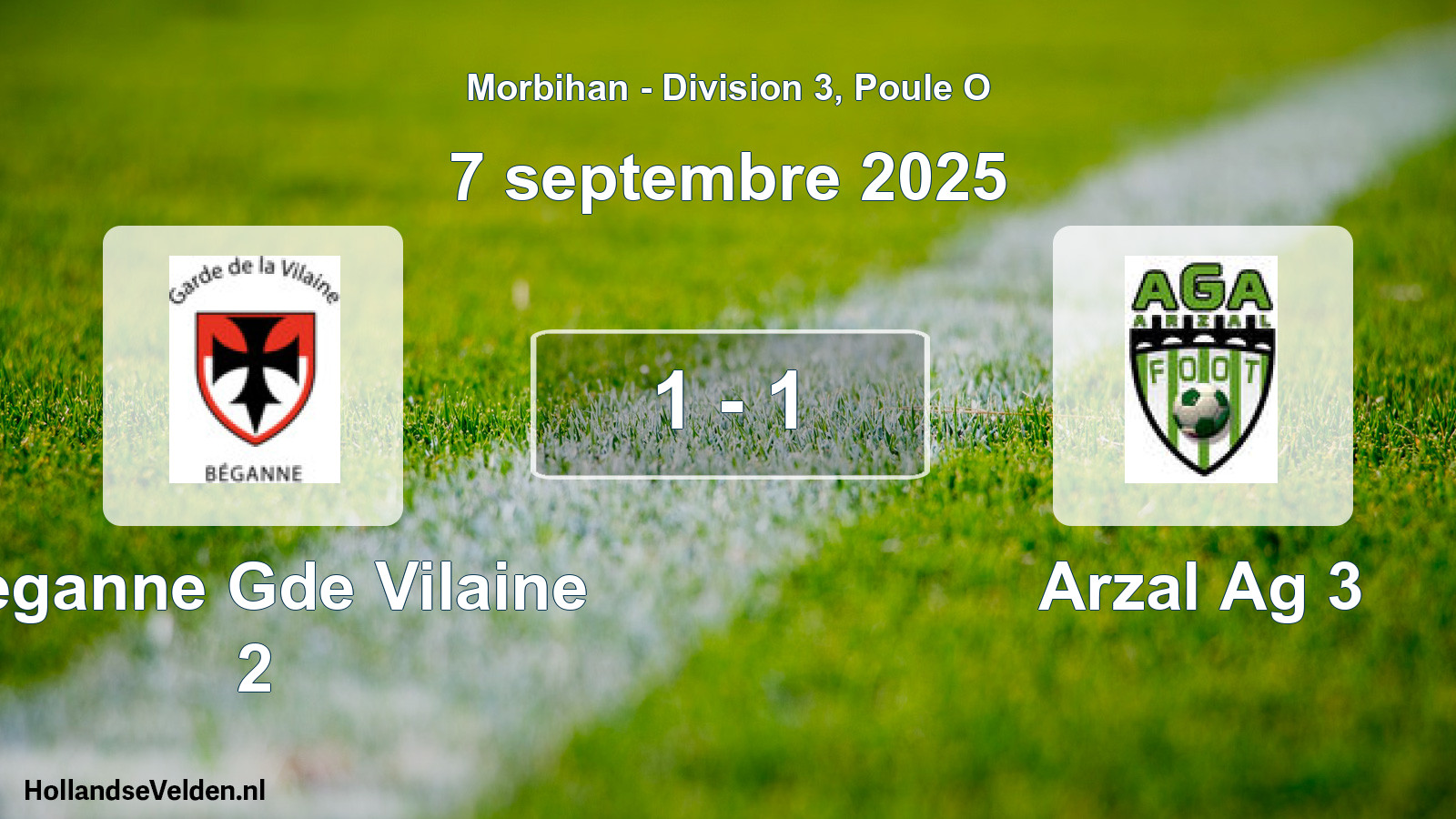 Gespeelde wedstrijd: Beganne Gde Vilaine 2 - Arzal Ag 3 1 - 1 (7 september 2025)