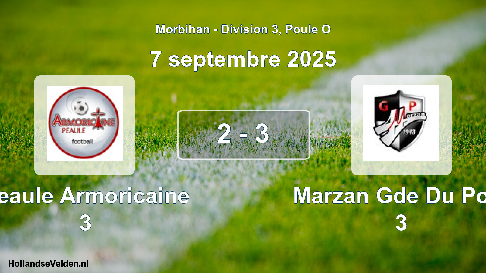 Gespeelde wedstrijd: Peaule Armoricaine 3 - Marzan Gde Du Pont 3 2 - 3 (7 september 2025)