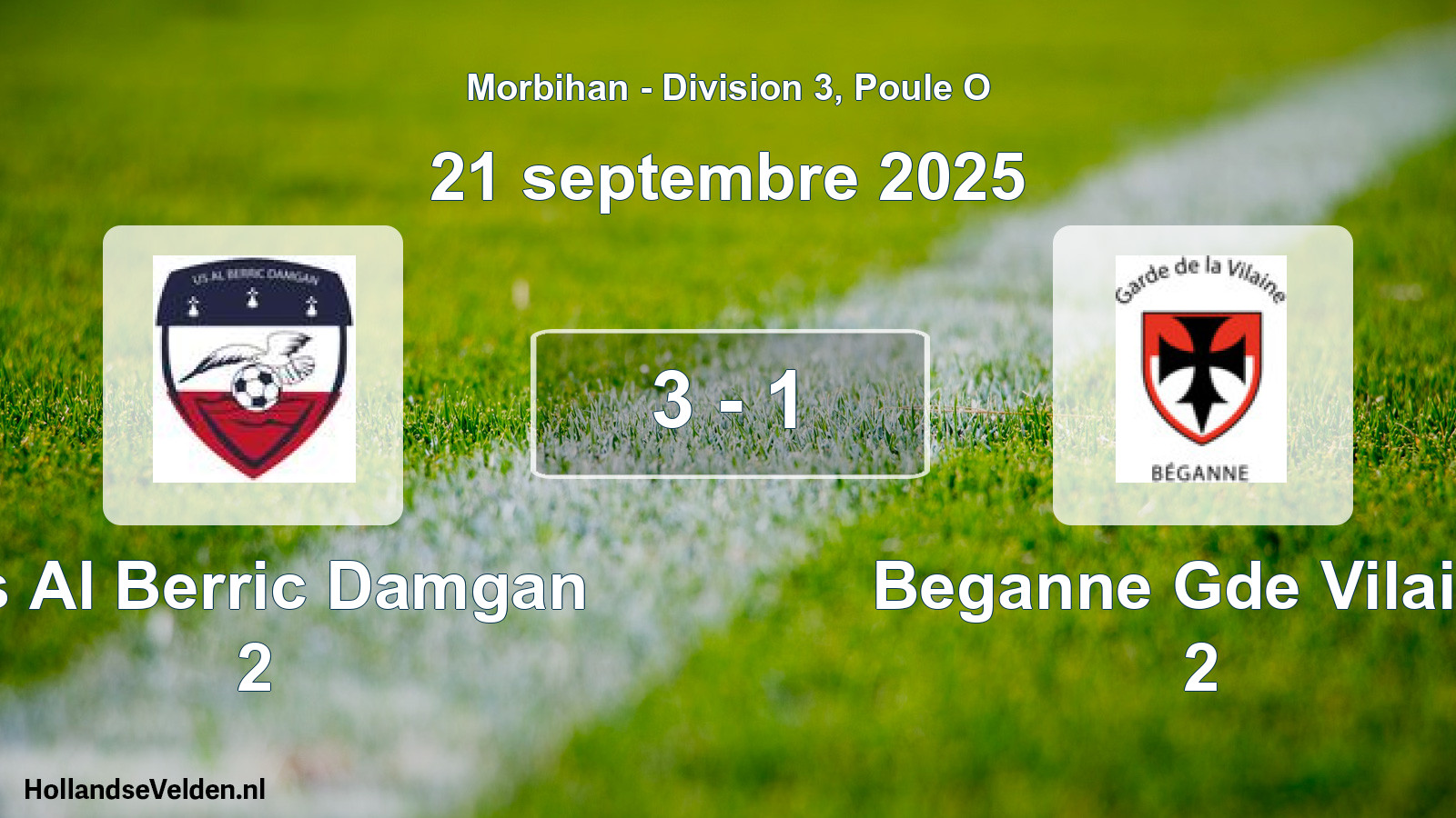 Gespeelde wedstrijd: Us Al Berric Damgan 2 - Beganne Gde Vilaine 2 3 - 1 (21 september 2025)