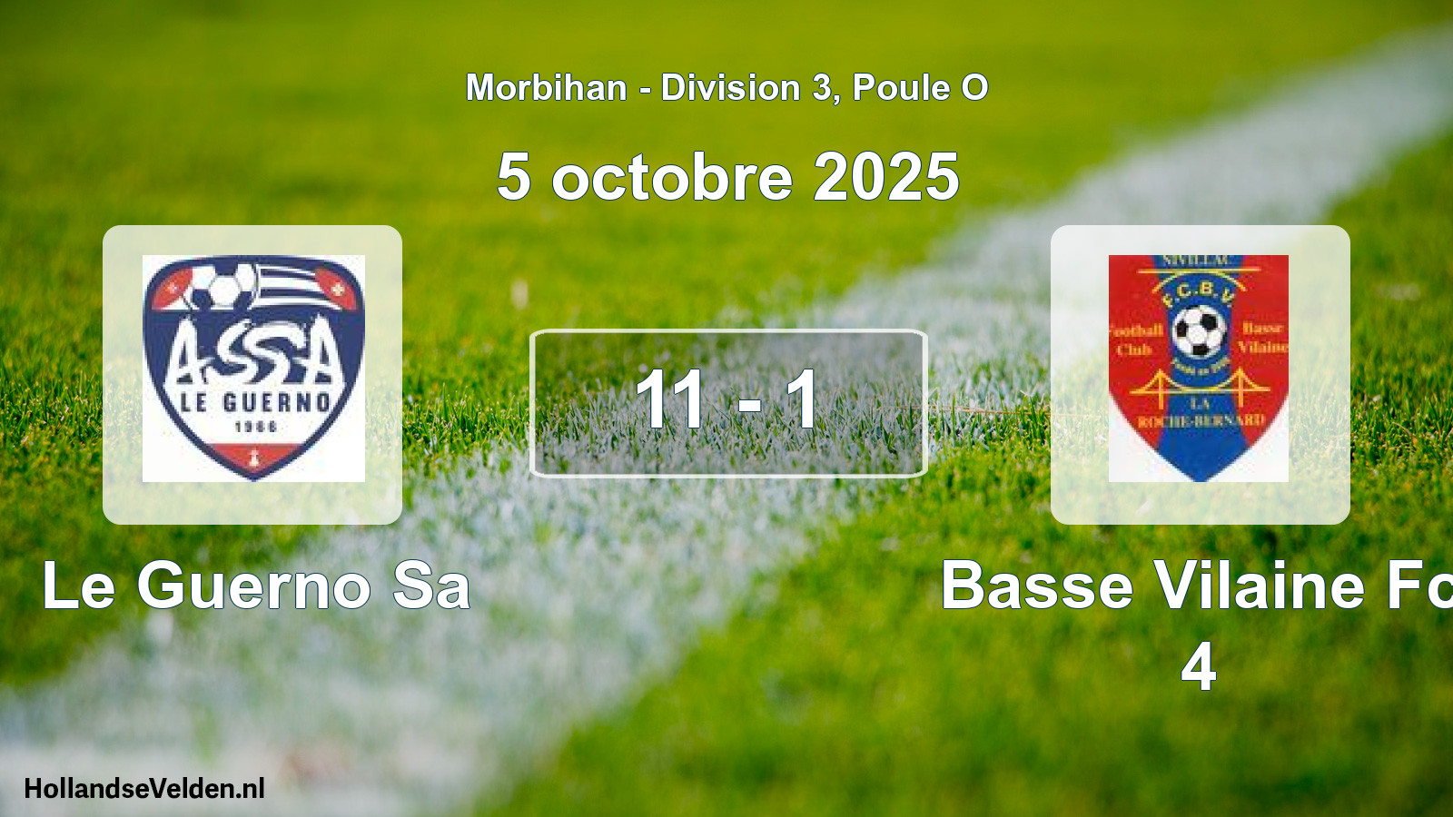 Gespeelde wedstrijd: Le Guerno Sa - Basse Vilaine Fc 4 11 - 1 (5 oktober 2025)