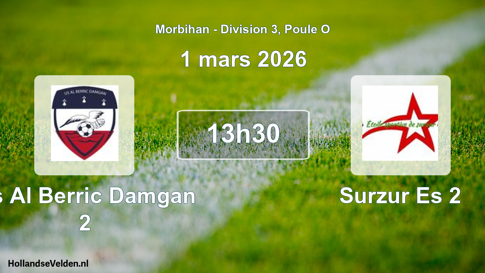 Scheduled Match: Us Al Berric Damgan 2 - Surzur Es 2 (1 March 2026)