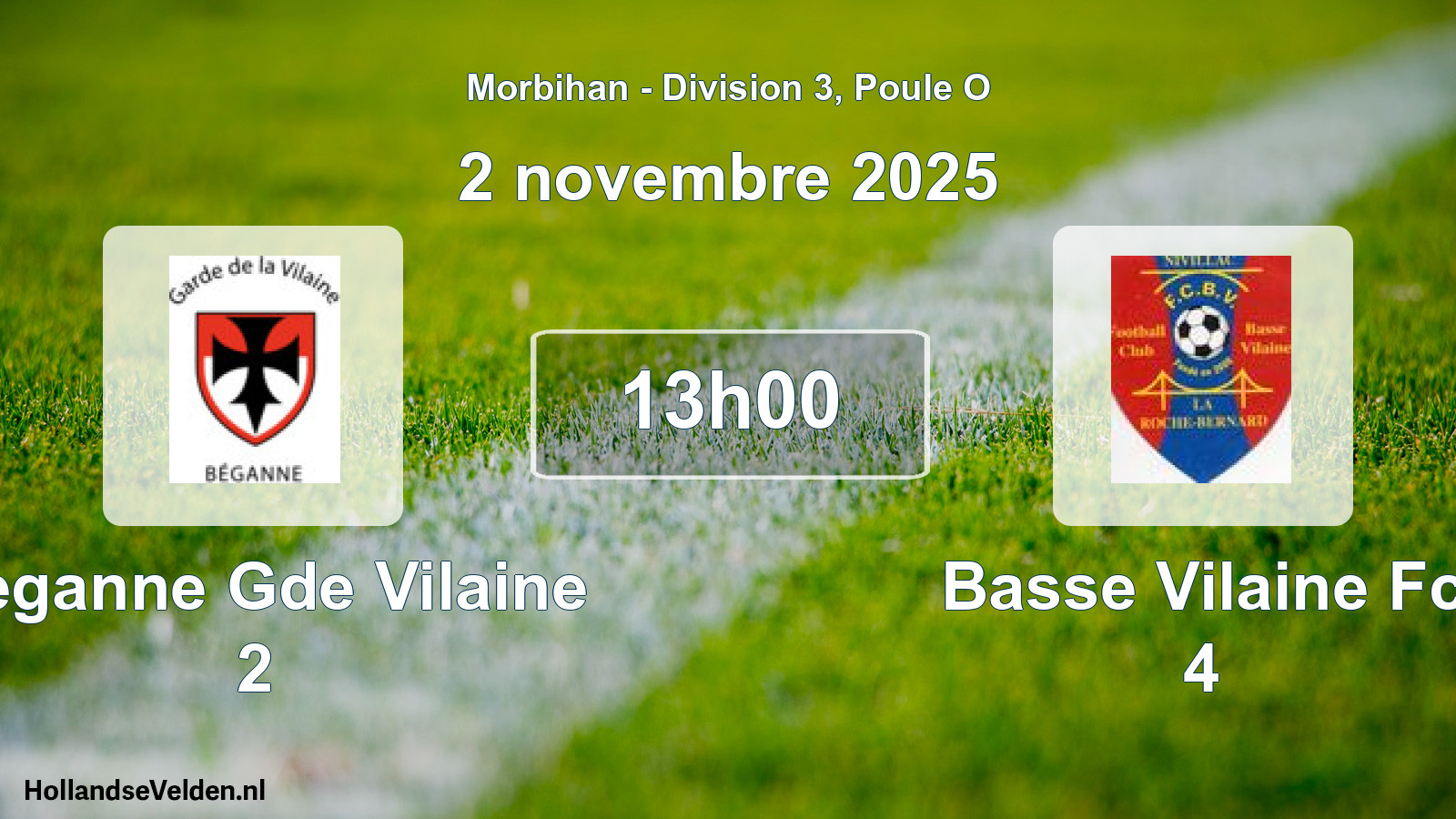 Scheduled Match: Beganne Gde Vilaine 2 - Basse Vilaine Fc 4 (2 November 2025)