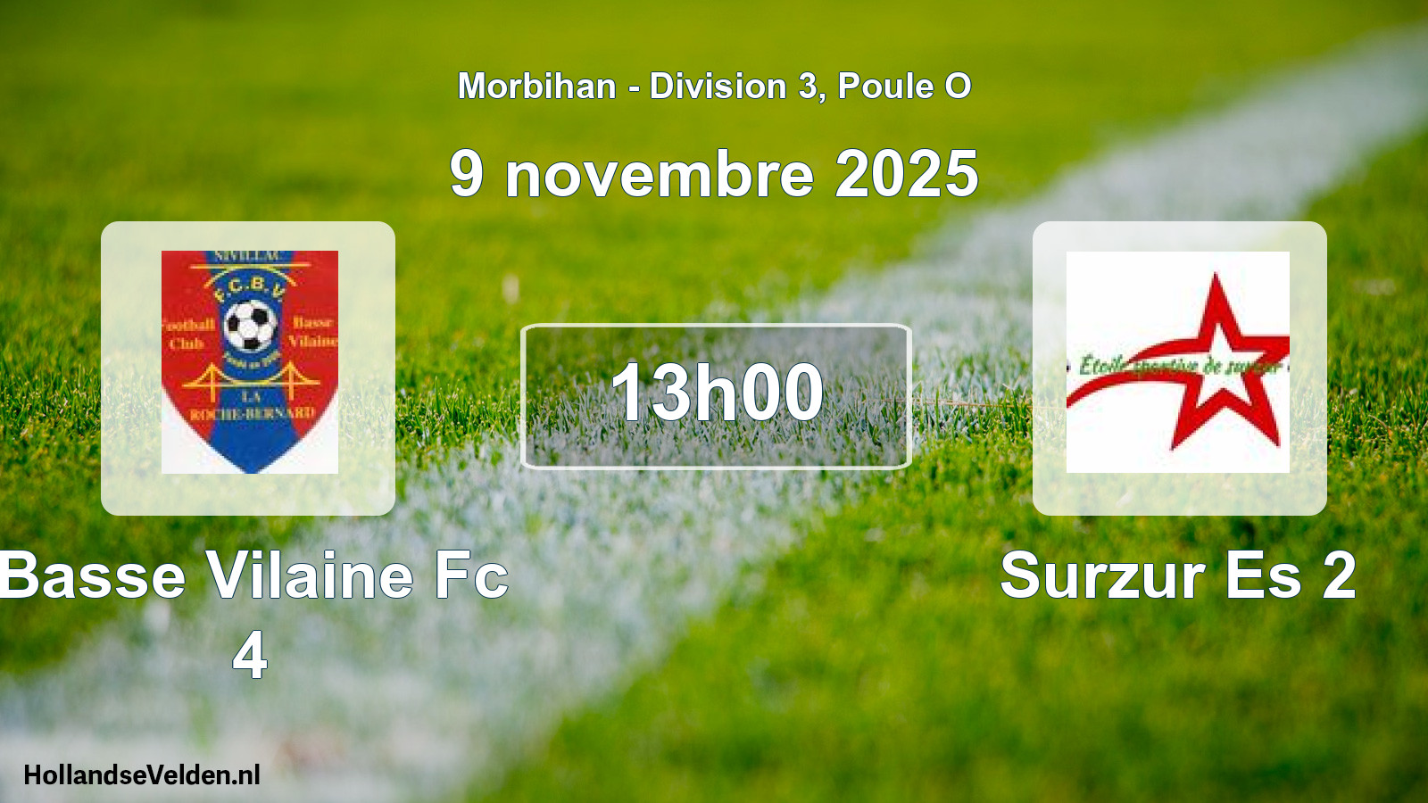 Scheduled Match: Basse Vilaine Fc 4 - Surzur Es 2 (9 November 2025)