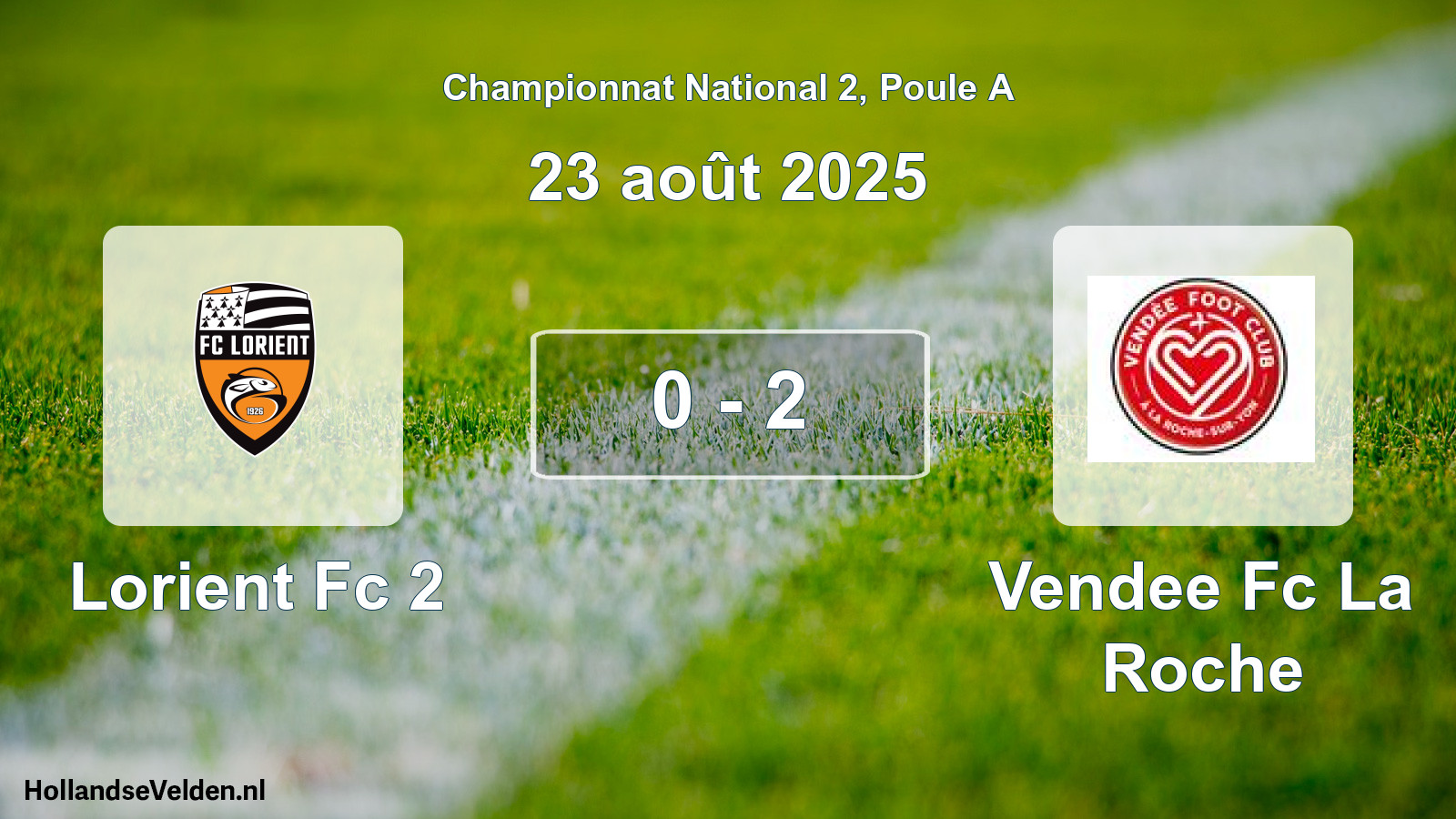 Total number of matches played: Lorient Fc 2 - Vendee Fc La Roche 0 - 2 (23 August 2025)
