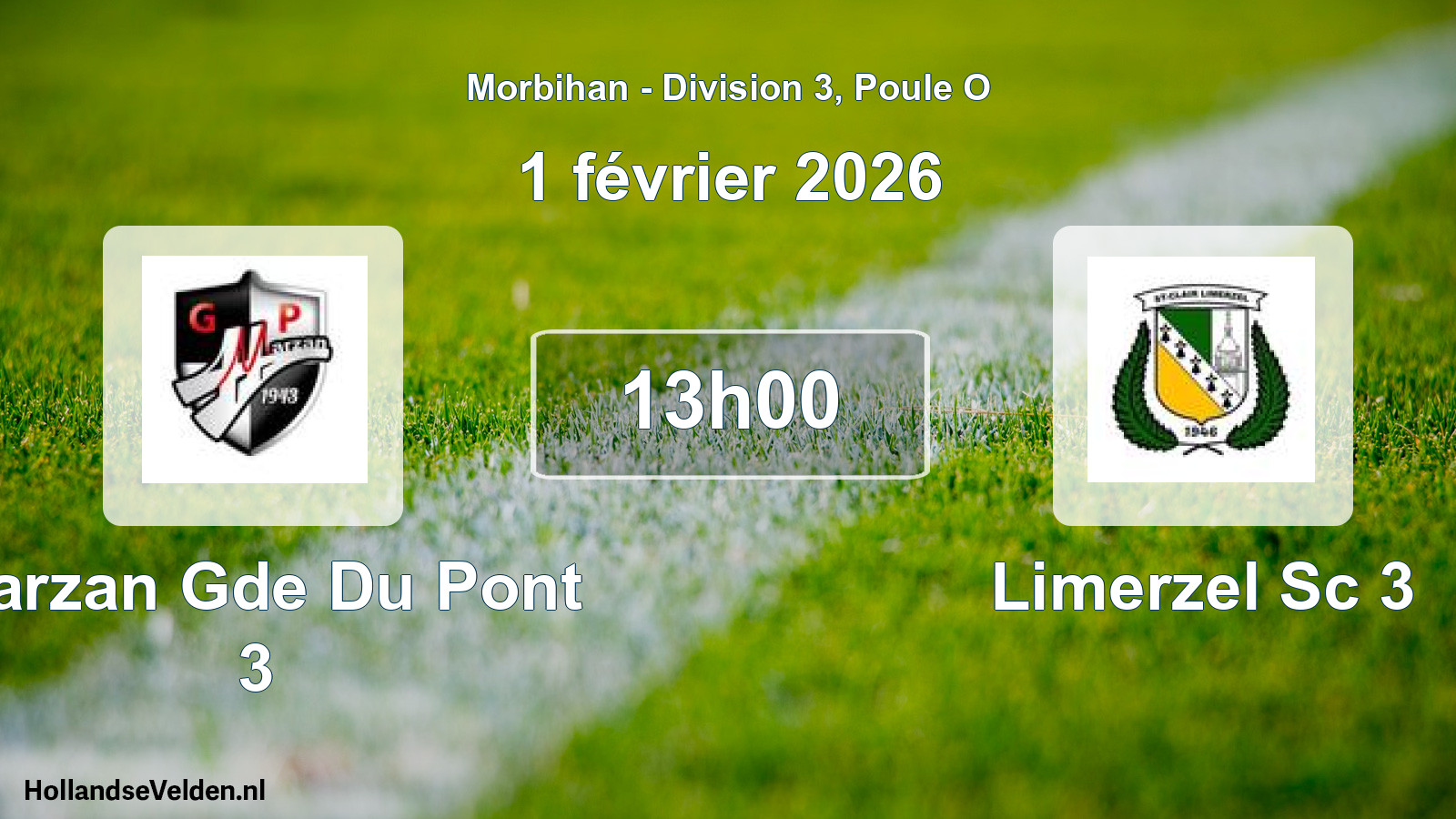 Scheduled Match: Marzan Gde Du Pont 3 - Limerzel Sc 3 (1 February 2026)