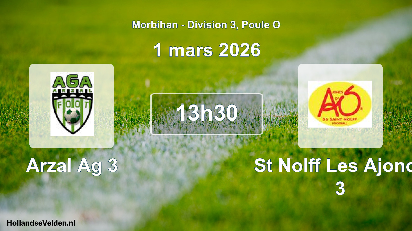 Geplande wedstrijd: Arzal Ag 3 - St Nolff Les Ajoncs 3 (1 mars 2026)