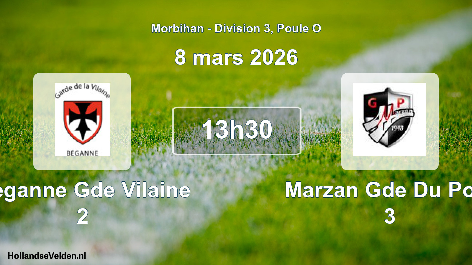Scheduled Match: Beganne Gde Vilaine 2 - Marzan Gde Du Pont 3 (8 March 2026)