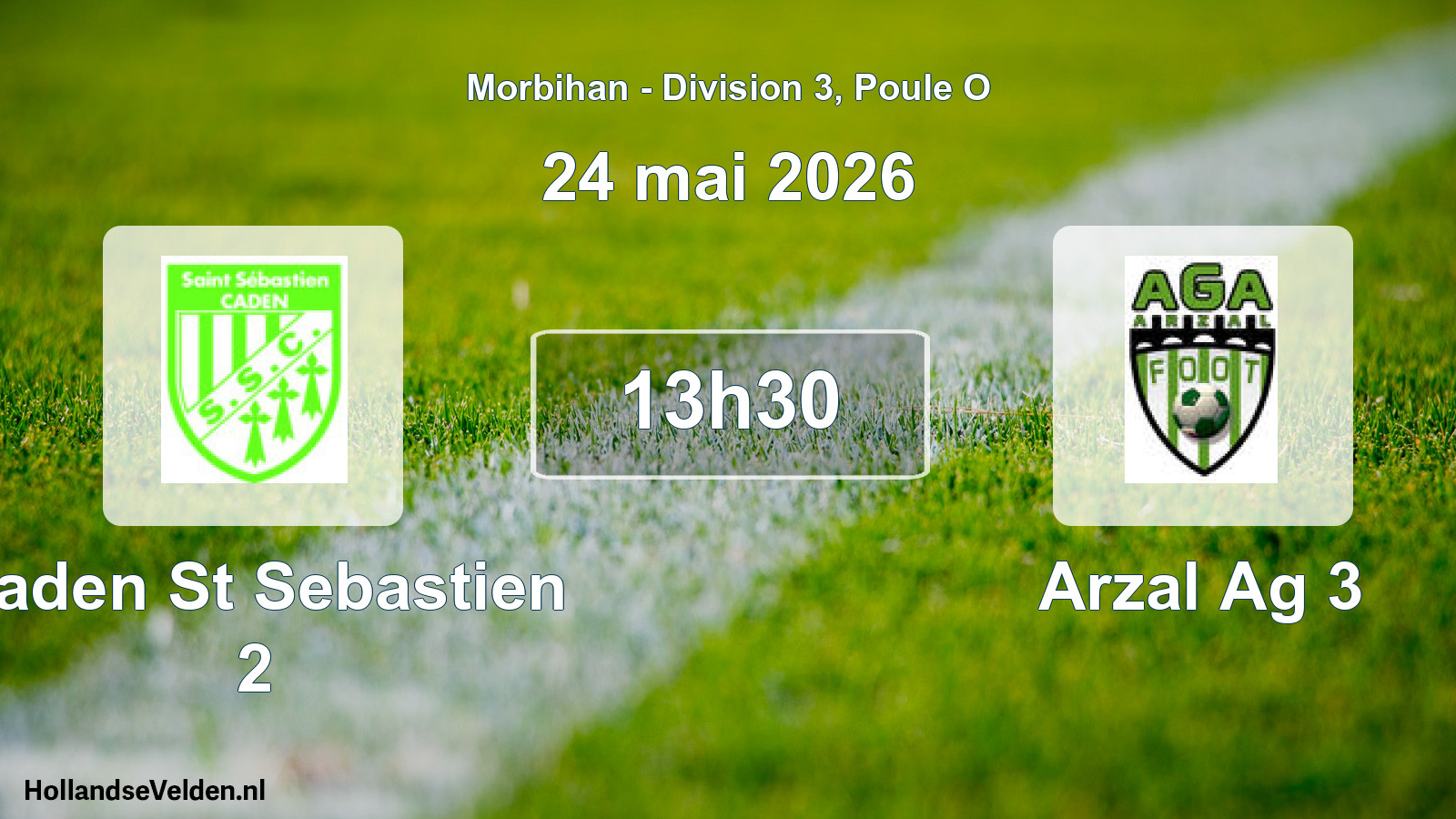 Geplande wedstrijd: Caden St Sebastien 2 - Arzal Ag 3 (24 mai 2026)