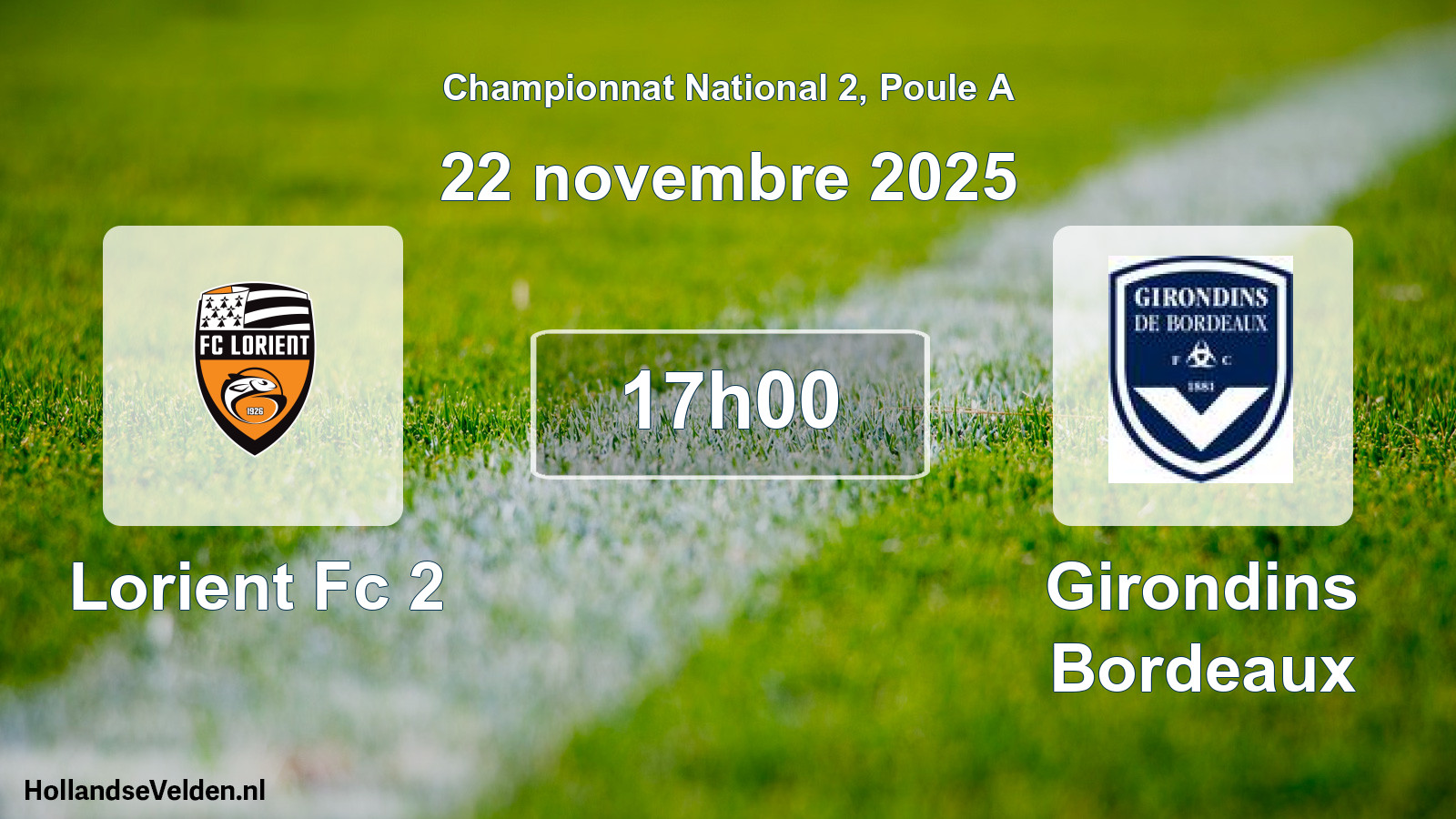 Geplande wedstrijd: Lorient Fc 2 - Girondins Bordeaux (22 november 2025)