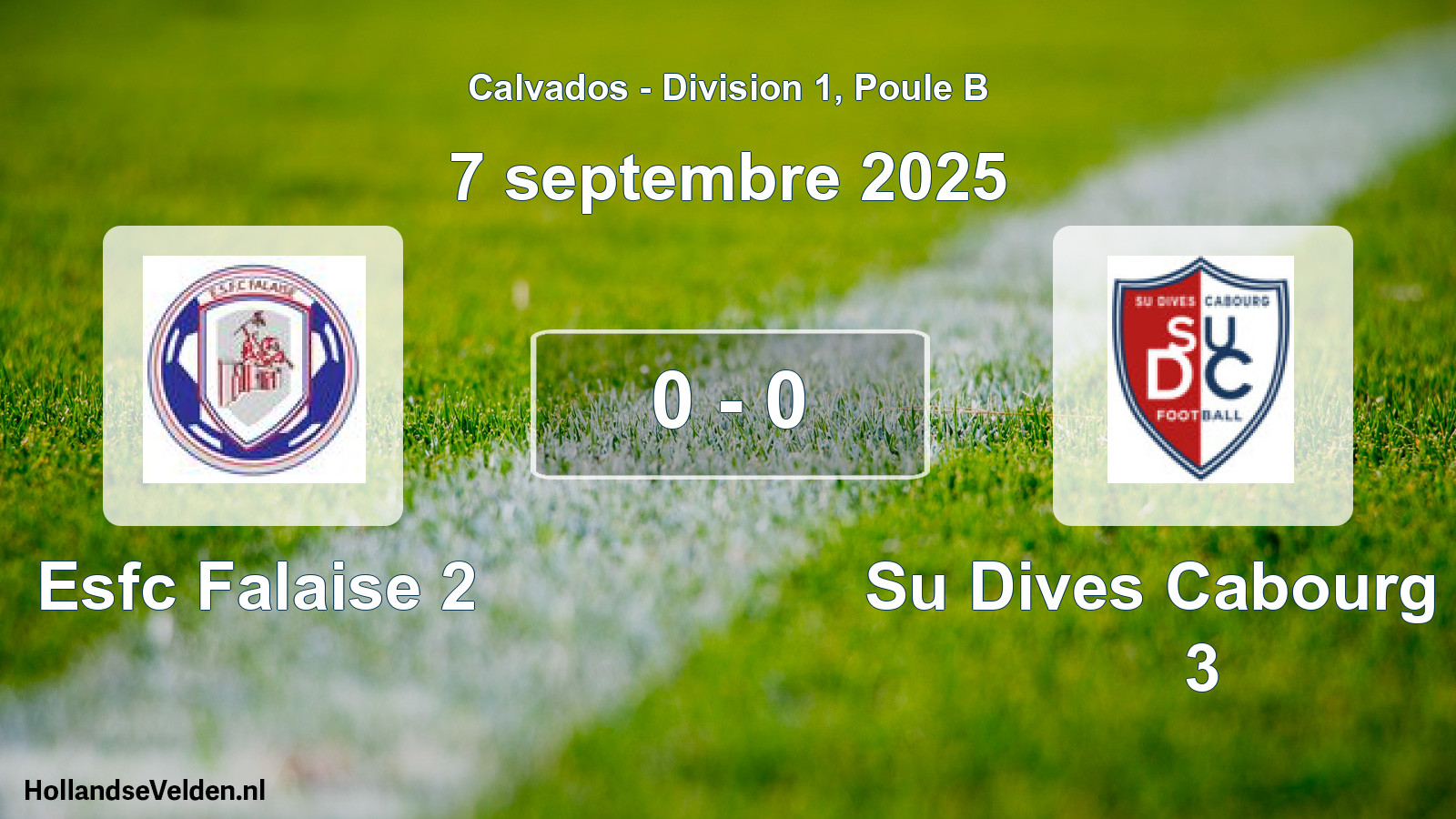 Gespeelde wedstrijd: Esfc Falaise 2 - Su Dives Cabourg Fb 3 0 - 0 (7 septembre 2025)