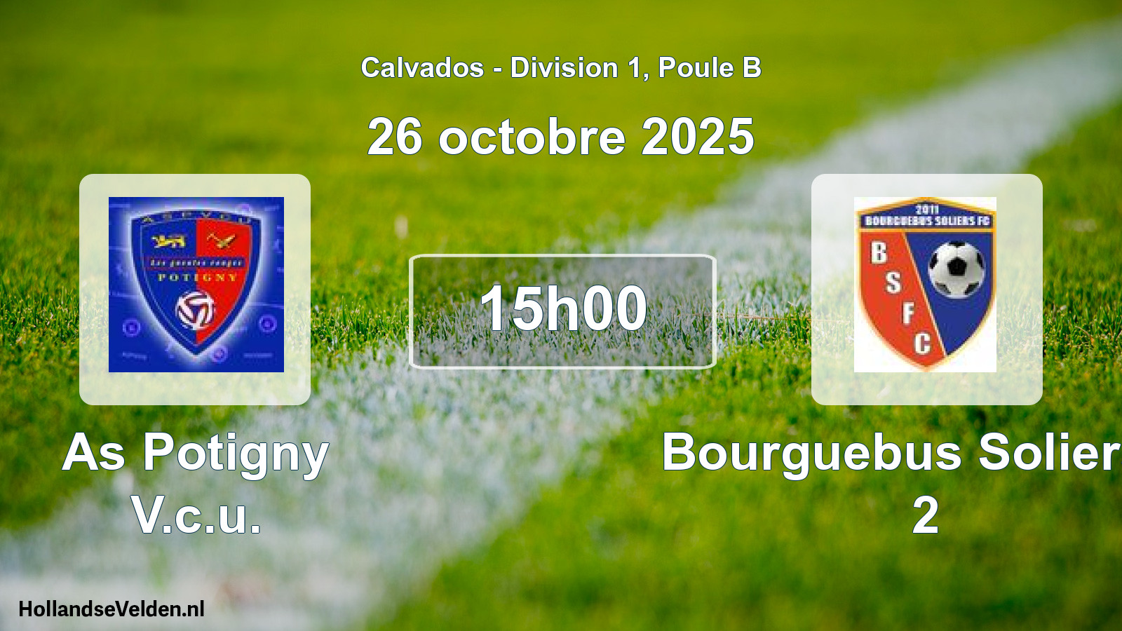Geplande wedstrijd: As Potigny V.c.u. - Bourguebus Soliers F 2 (26 oktober 2025)