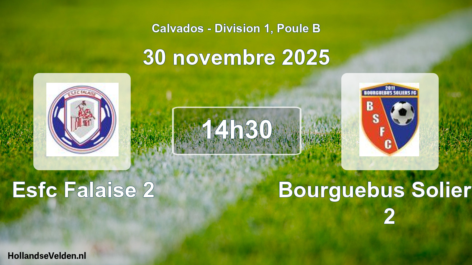 Geplande wedstrijd: Esfc Falaise 2 - Bourguebus Soliers F 2 (30 novembre 2025)