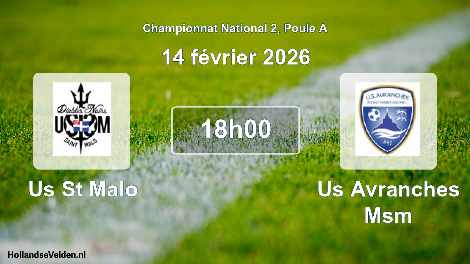 Scheduled Match: Us St Malo - Us Avranches Msm (14 February 2026)