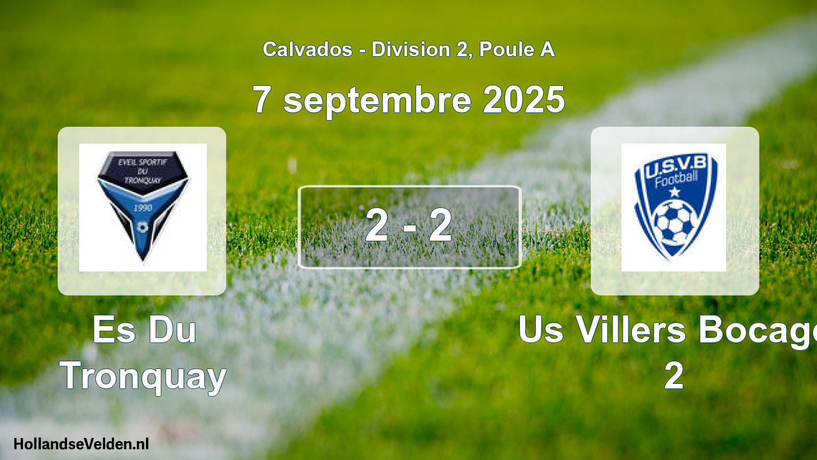 Total number of matches played: Es Du Tronquay - Us Villers Bocage 2 2 - 2 (7 September 2025)