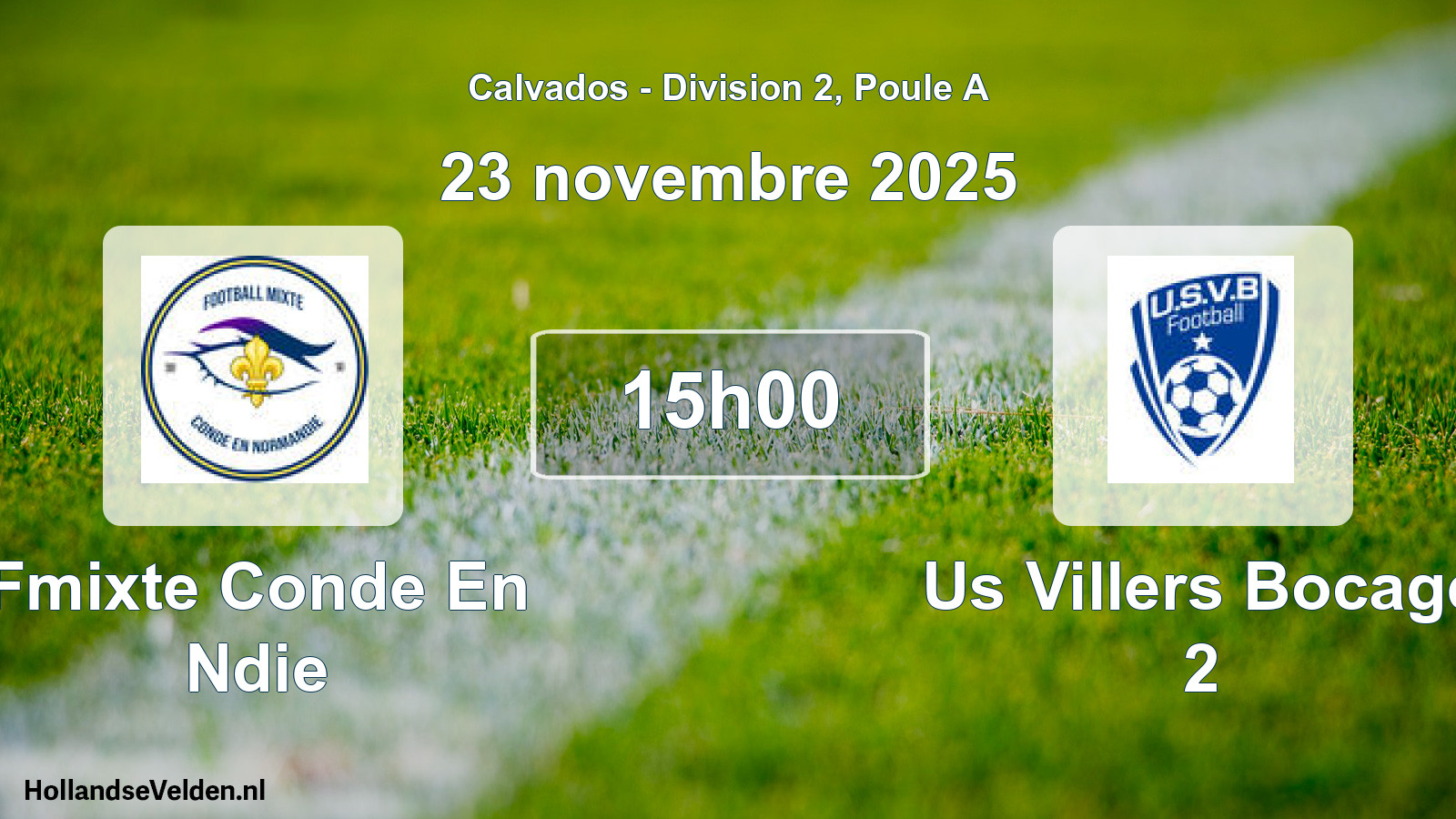 Geplande wedstrijd: Fmixte Conde En Ndie - Us Villers Bocage 2 (23 november 2025)