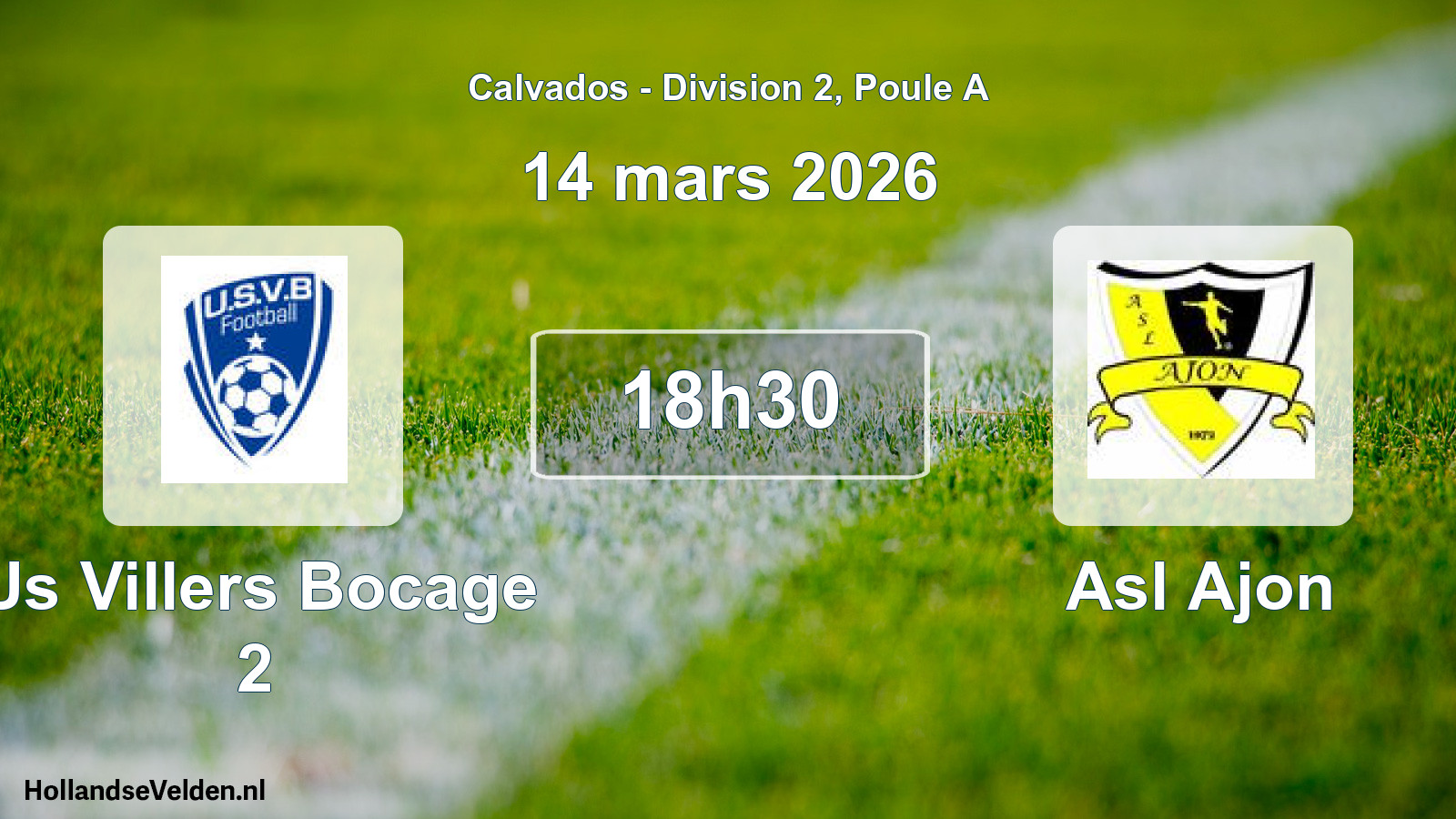 Geplande wedstrijd: Us Villers Bocage 2 - Asl Ajon (14 maart 2026)