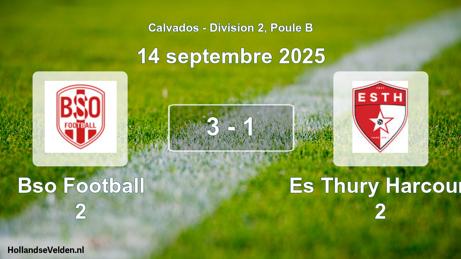 Gespeelde wedstrijd: Bso Football 2 - Es Thury Harcourt 2 3 - 1 (14 septembre 2025)