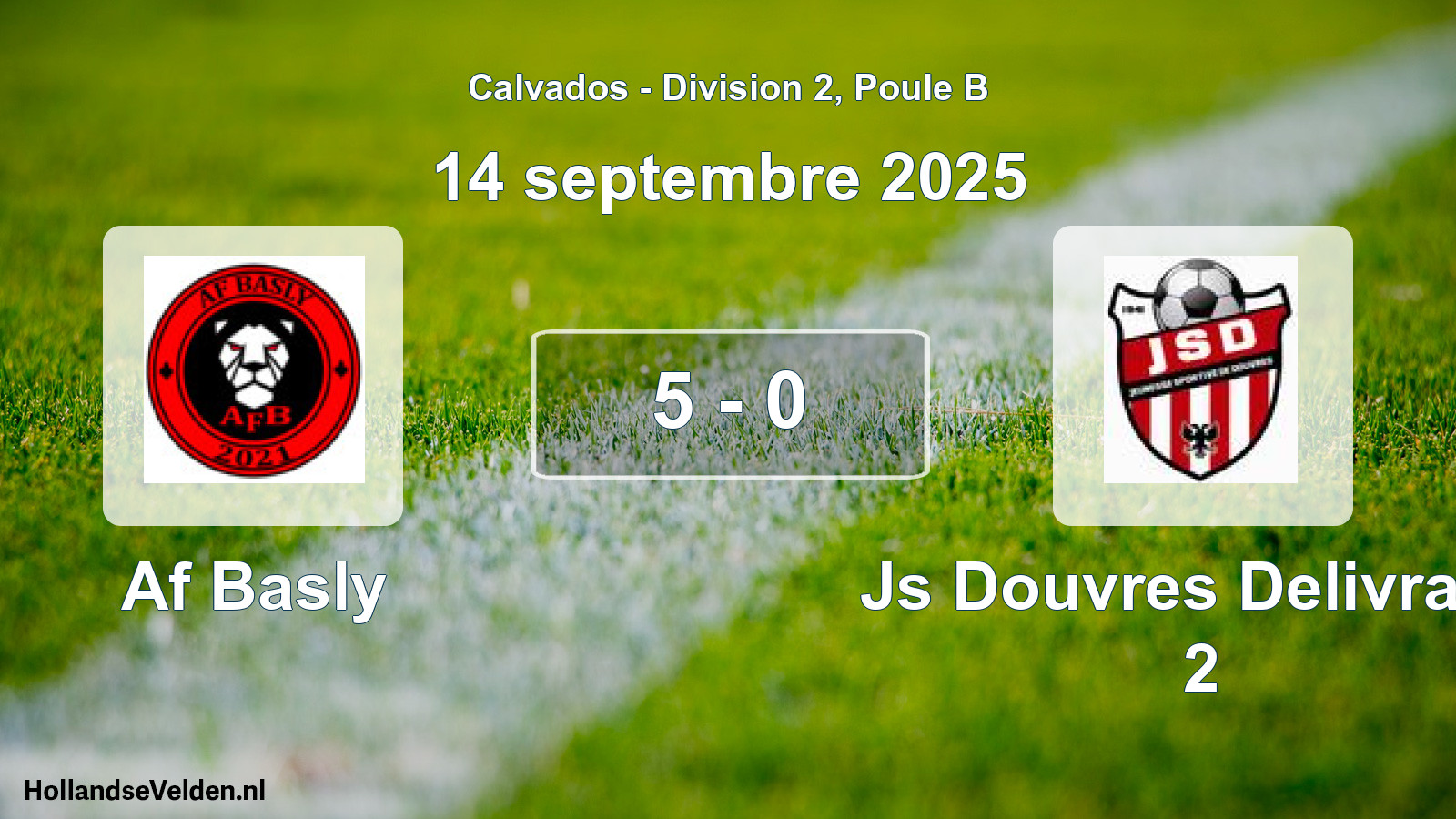 Gespeelde wedstrijd: Af Basly - Js Douvres Delivrand 2 5 - 0 (14 septembre 2025)