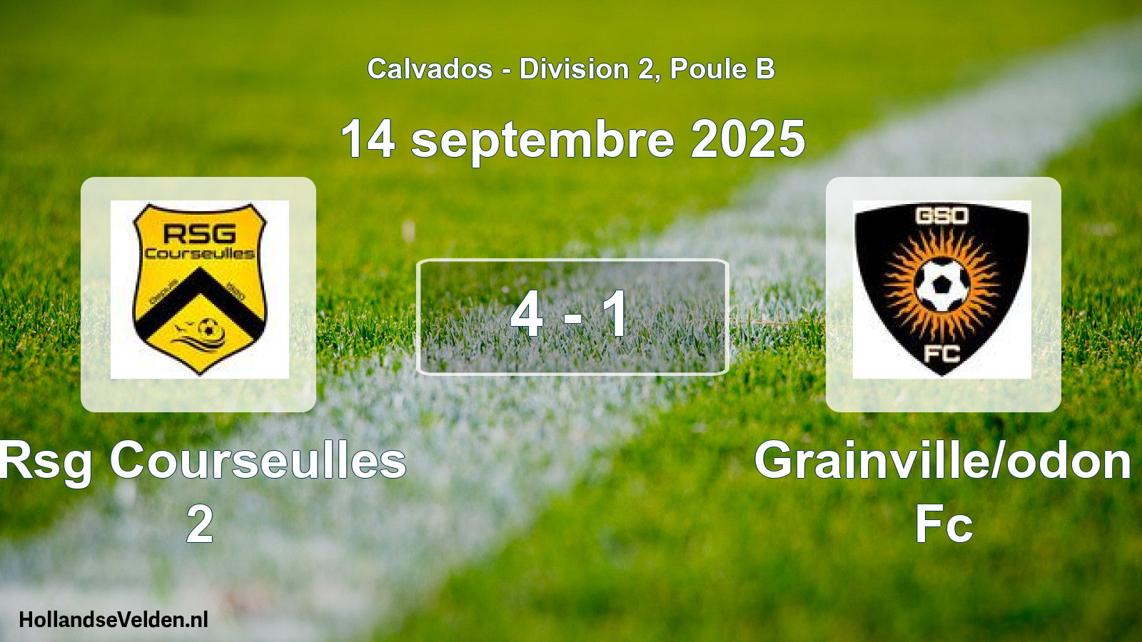 Gespeelde wedstrijd: Rsg Courseulles 2 - Grainville/odon Fc 4 - 1 (14 septembre 2025)