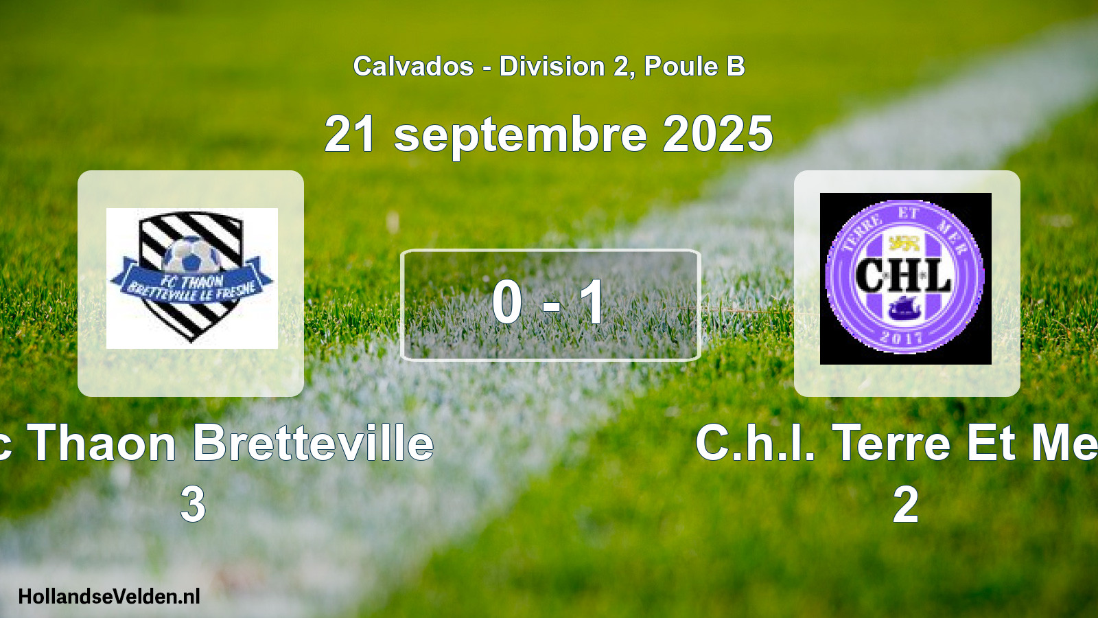 Gespeelde wedstrijd: Fc Thaon Bretteville 3 - C.h.l. Terre Et Mer 2 0 - 1 (21 septembre 2025)