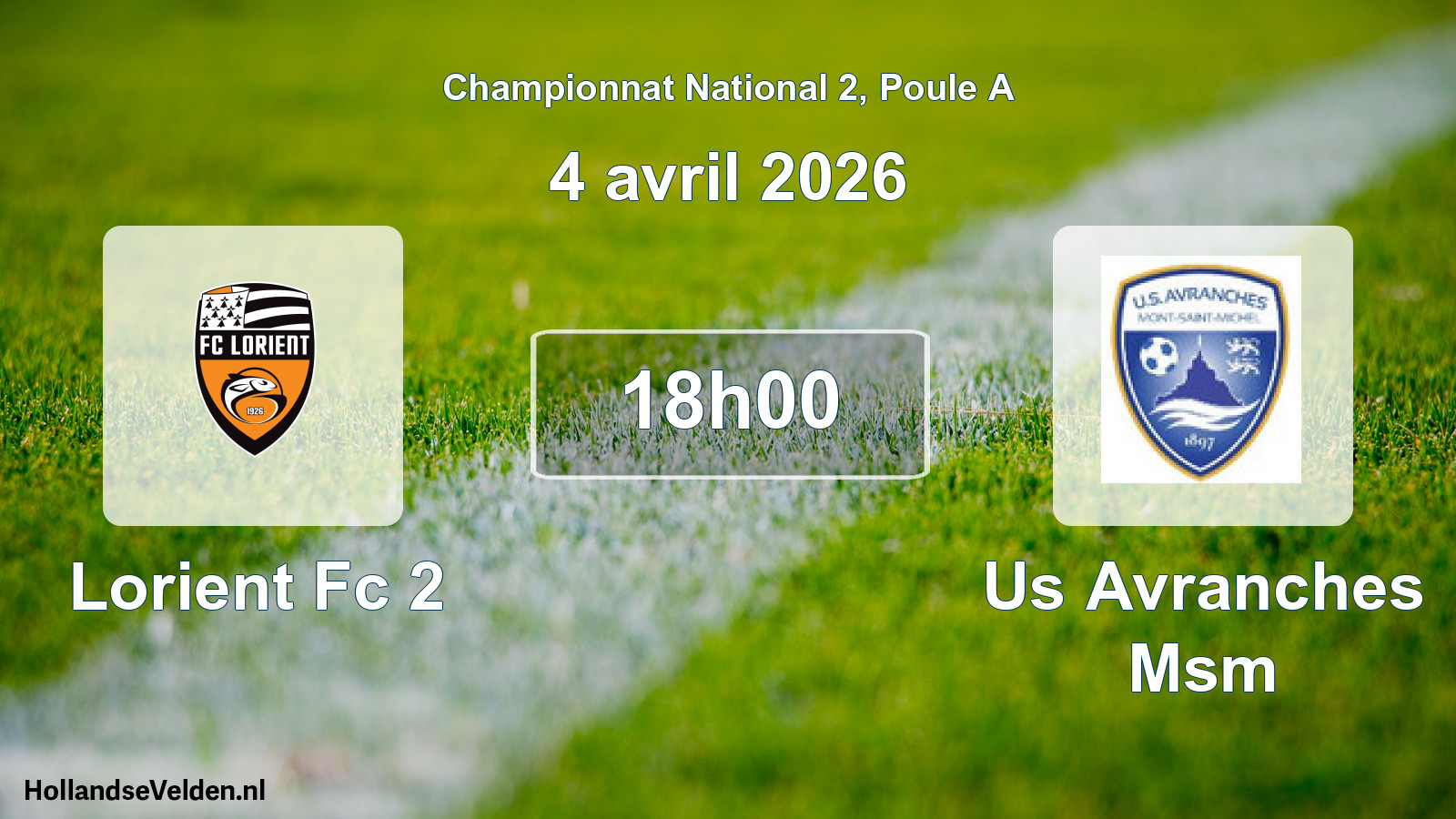 Geplande wedstrijd: Lorient Fc 2 - Us Avranches Msm (4 avril 2026)