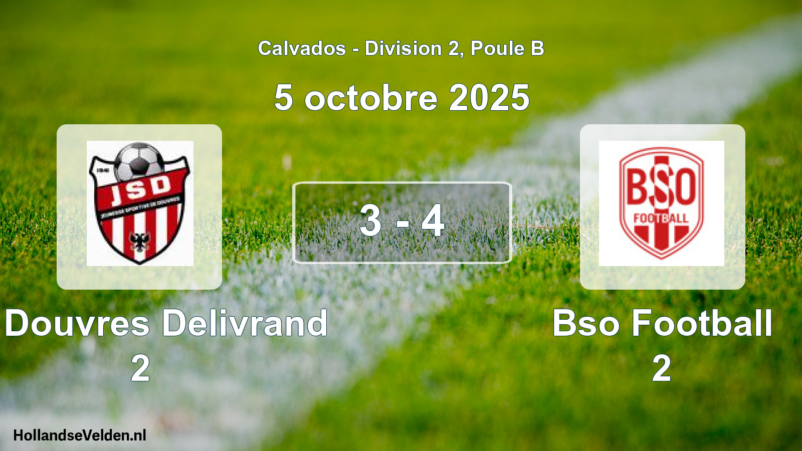 Gespeelde wedstrijd: Js Douvres Delivrand 2 - Bso Football 2 3 - 4 (5 oktober 2025)