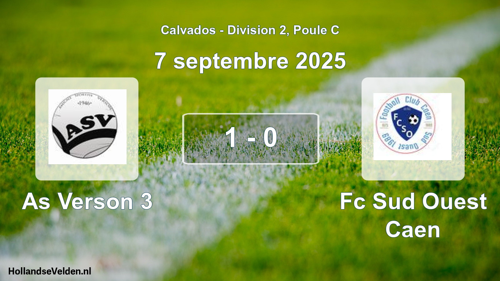 Gespeelde wedstrijd: As Verson 3 - Fc Sud Ouest Caen 1 - 0 (7 septembre 2025)