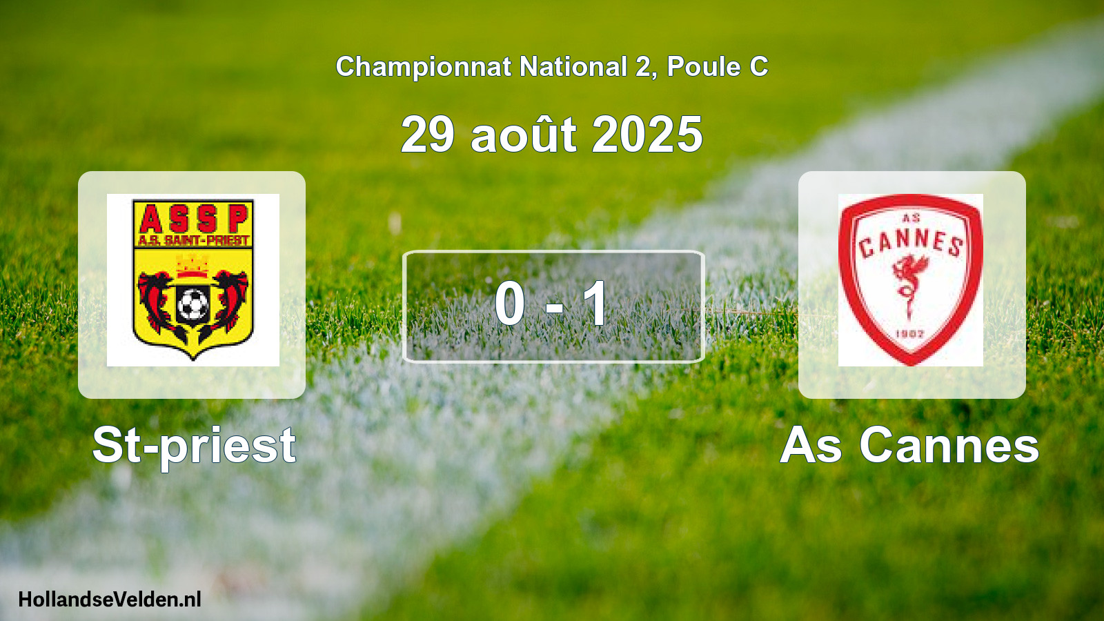 Gespeelde wedstrijd: St-priest - As Cannes 0 - 1 (29 augustus 2025)