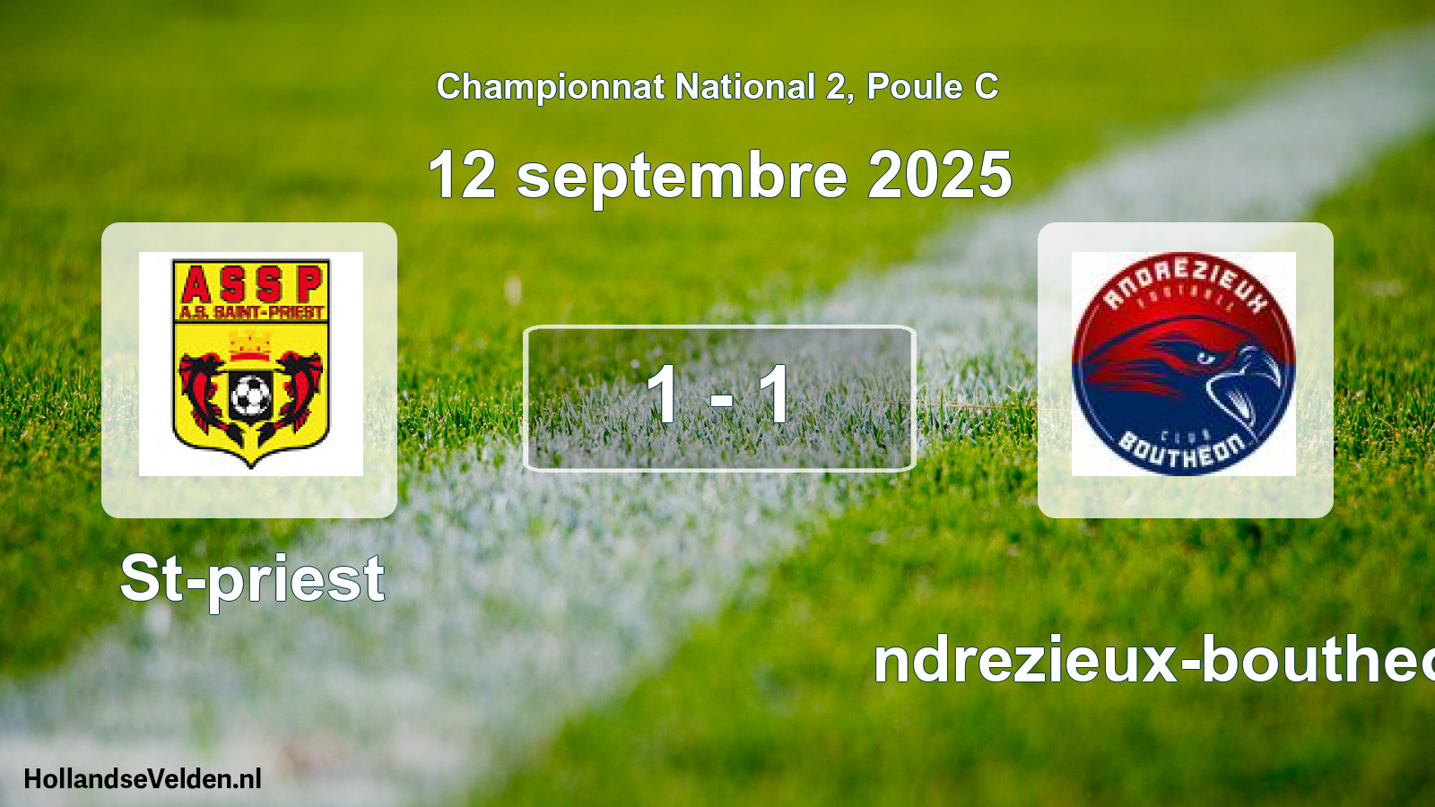 Gespeelde wedstrijd: St-priest - Andrezieux-boutheon 1 - 1 (12 septembre 2025)