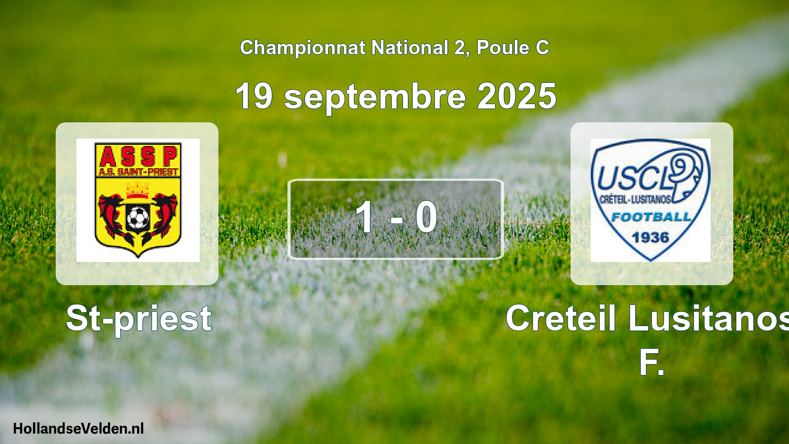 Gespeelde wedstrijd: St-priest - Creteil Lusitanos F. 1 - 0 (19 septembre 2025)