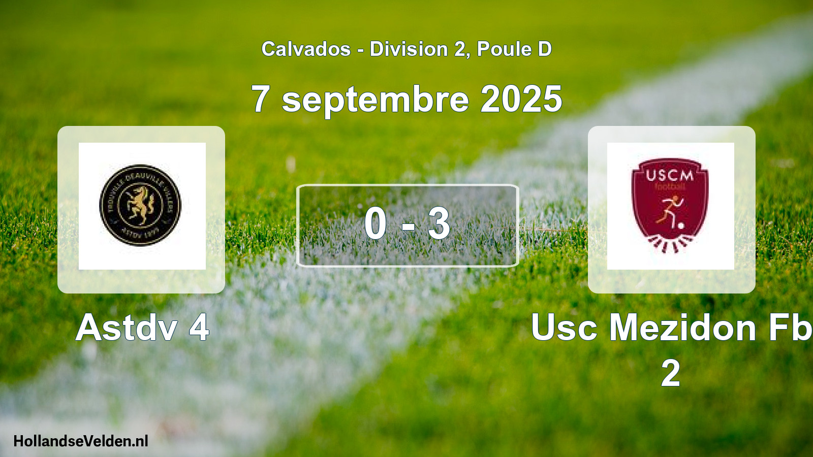 Gespeelde wedstrijd: Astdv 4 - Usc Mezidon Fb 2 0 - 3 (7 septembre 2025)