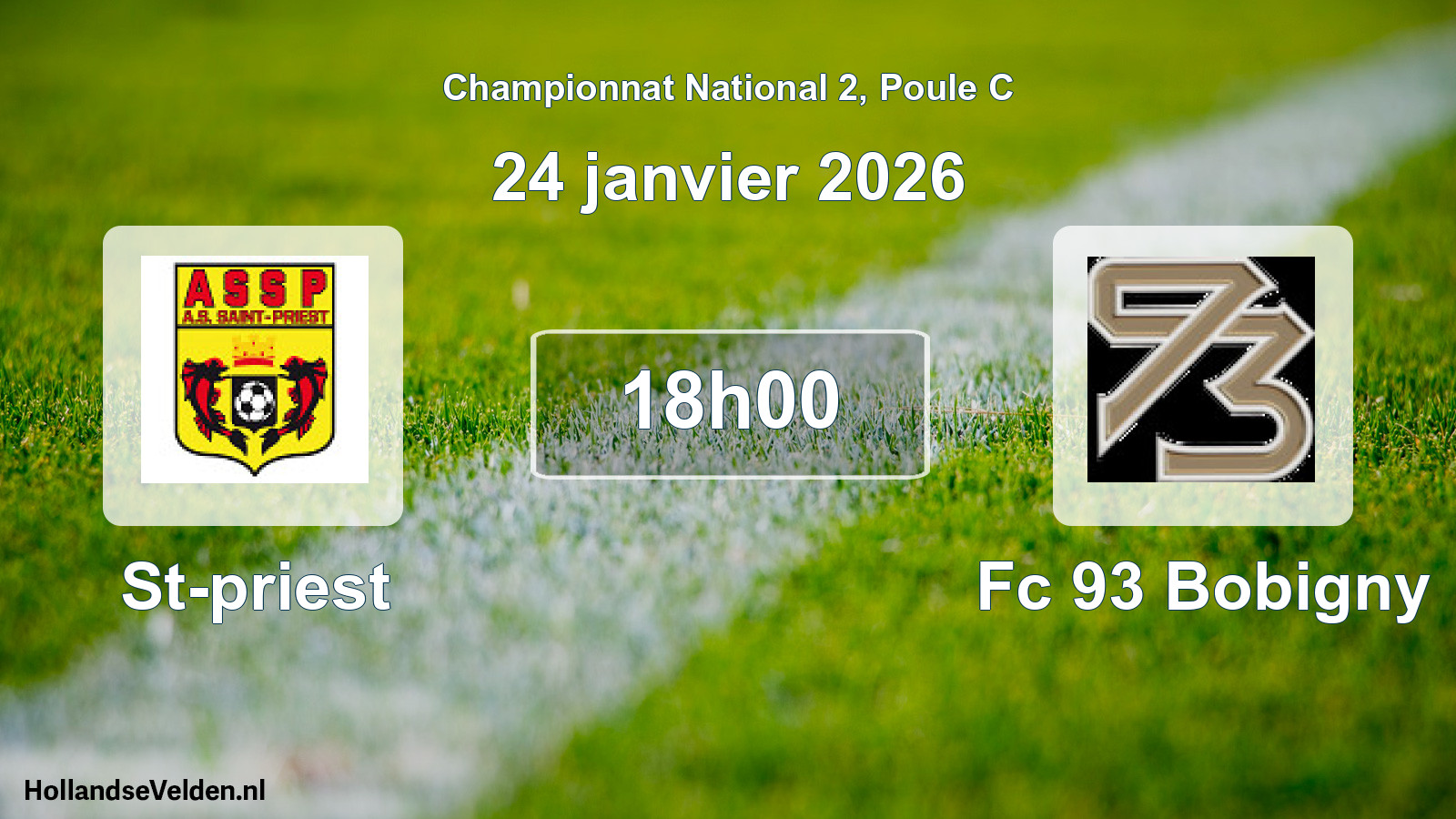 Geplande wedstrijd: St-priest - Fc 93 Bobigny (24 janvier 2026)