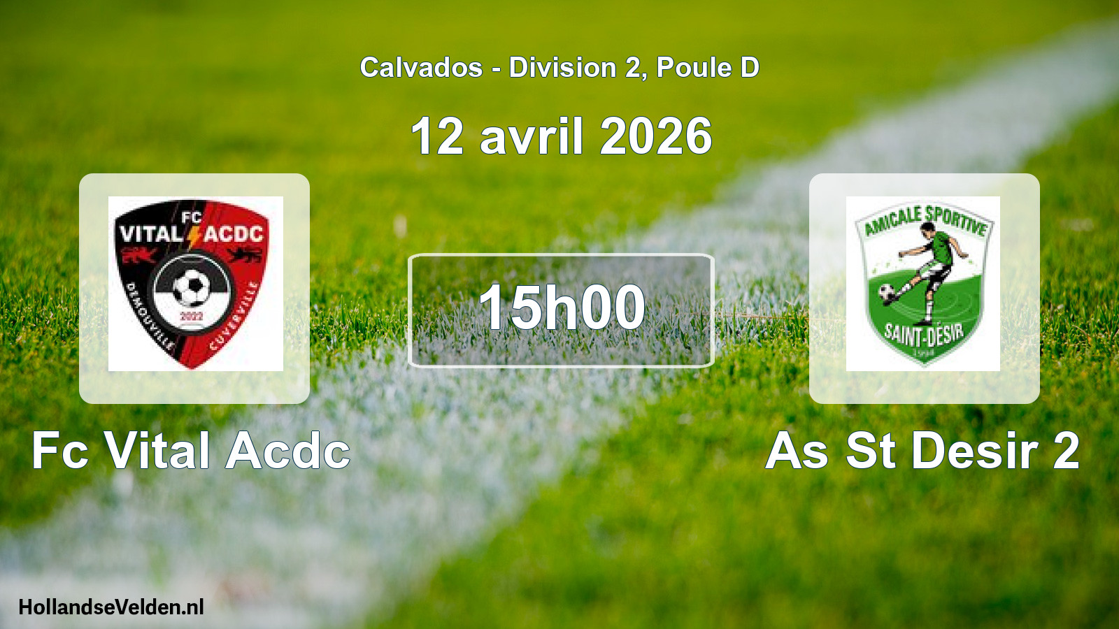 Geplande wedstrijd: Fc Vital Acdc - As St Desir 2 (12 april 2026)