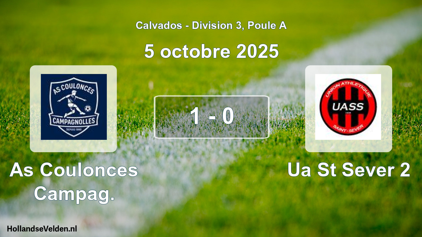 Gespeelde wedstrijd: As Coulonces Campag. - Ua St Sever 2 1 - 0 (5 octobre 2025)