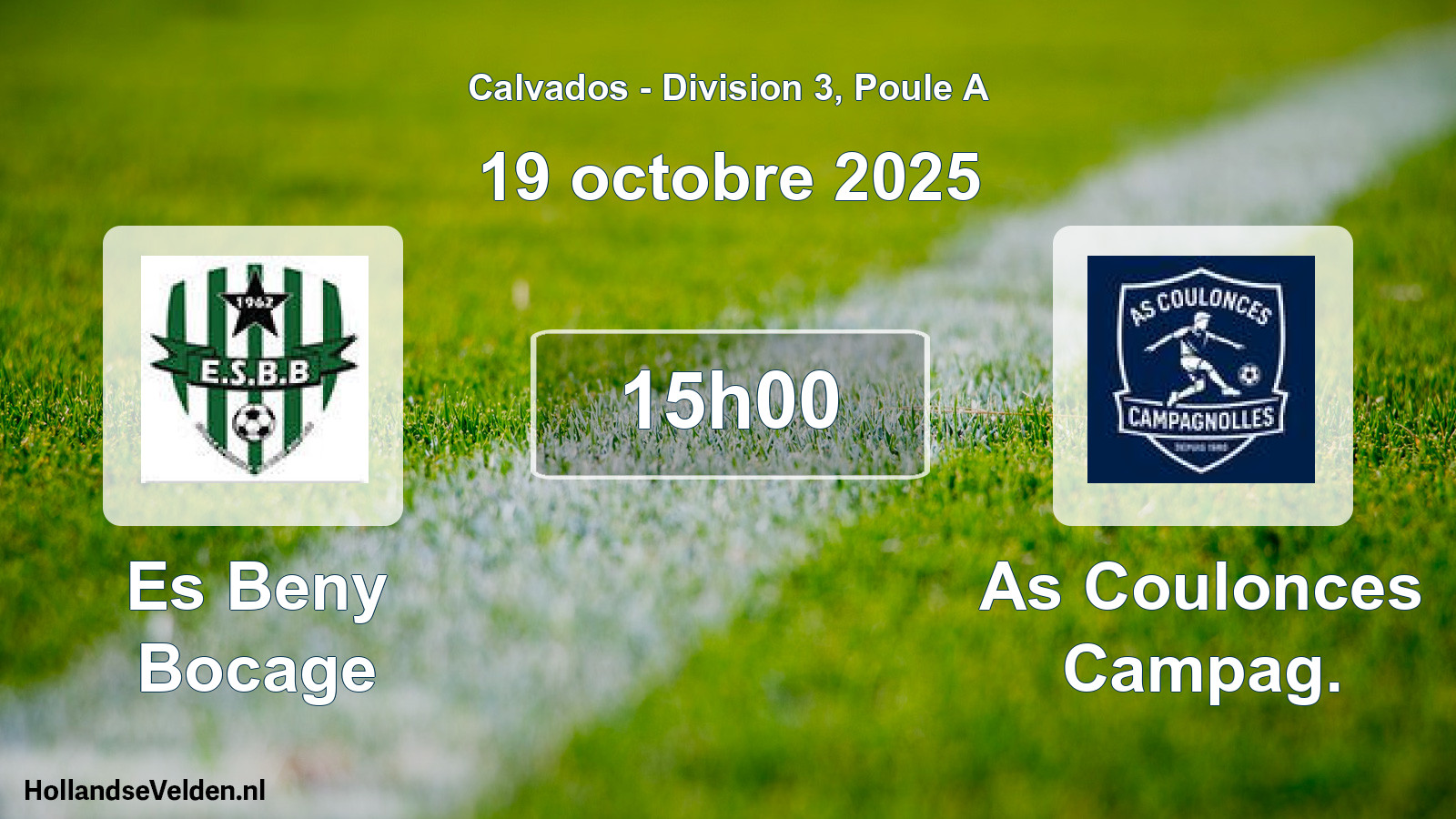 Geplande wedstrijd: Es Beny Bocage - As Coulonces Campag. (19 oktober 2025)