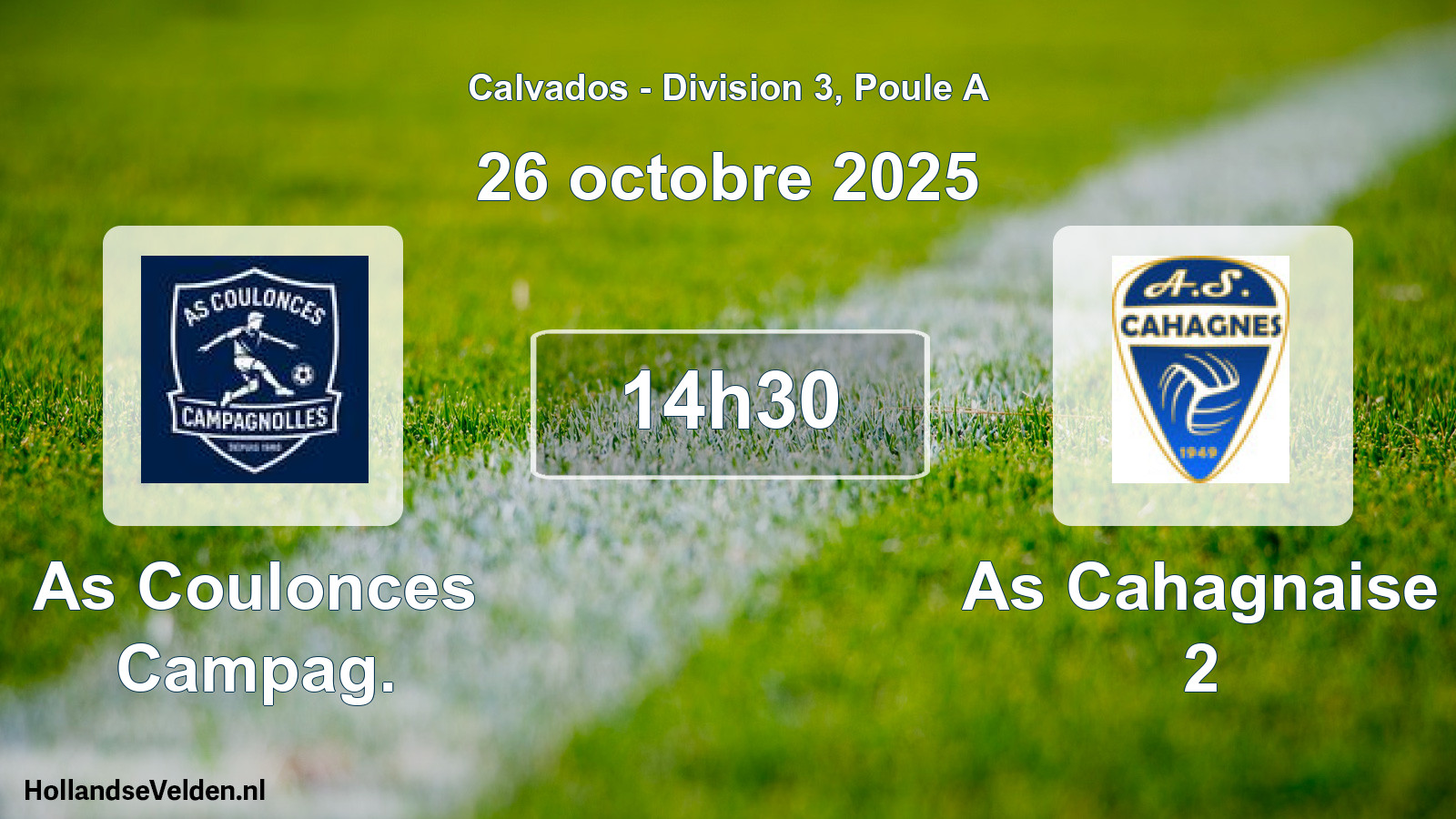 Geplande wedstrijd: As Coulonces Campag. - As Cahagnaise 2 (26 octobre 2025)