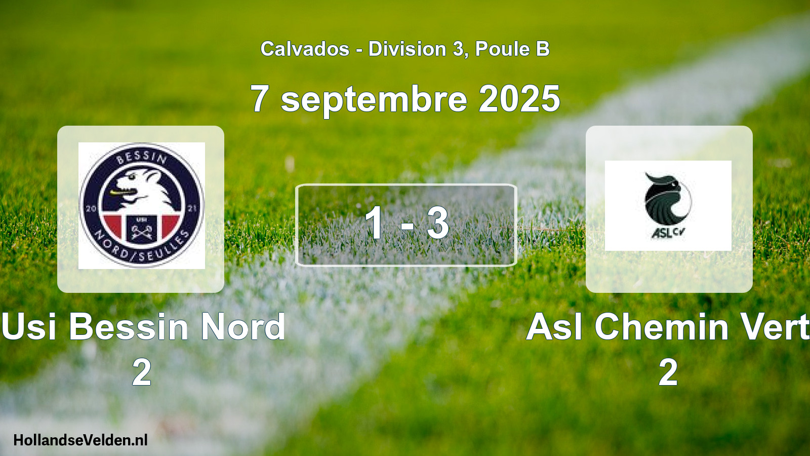 Gespeelde wedstrijd: Usi Bessin Nord 2 - Asl Chemin Vert 2 1 - 3 (7 september 2025)