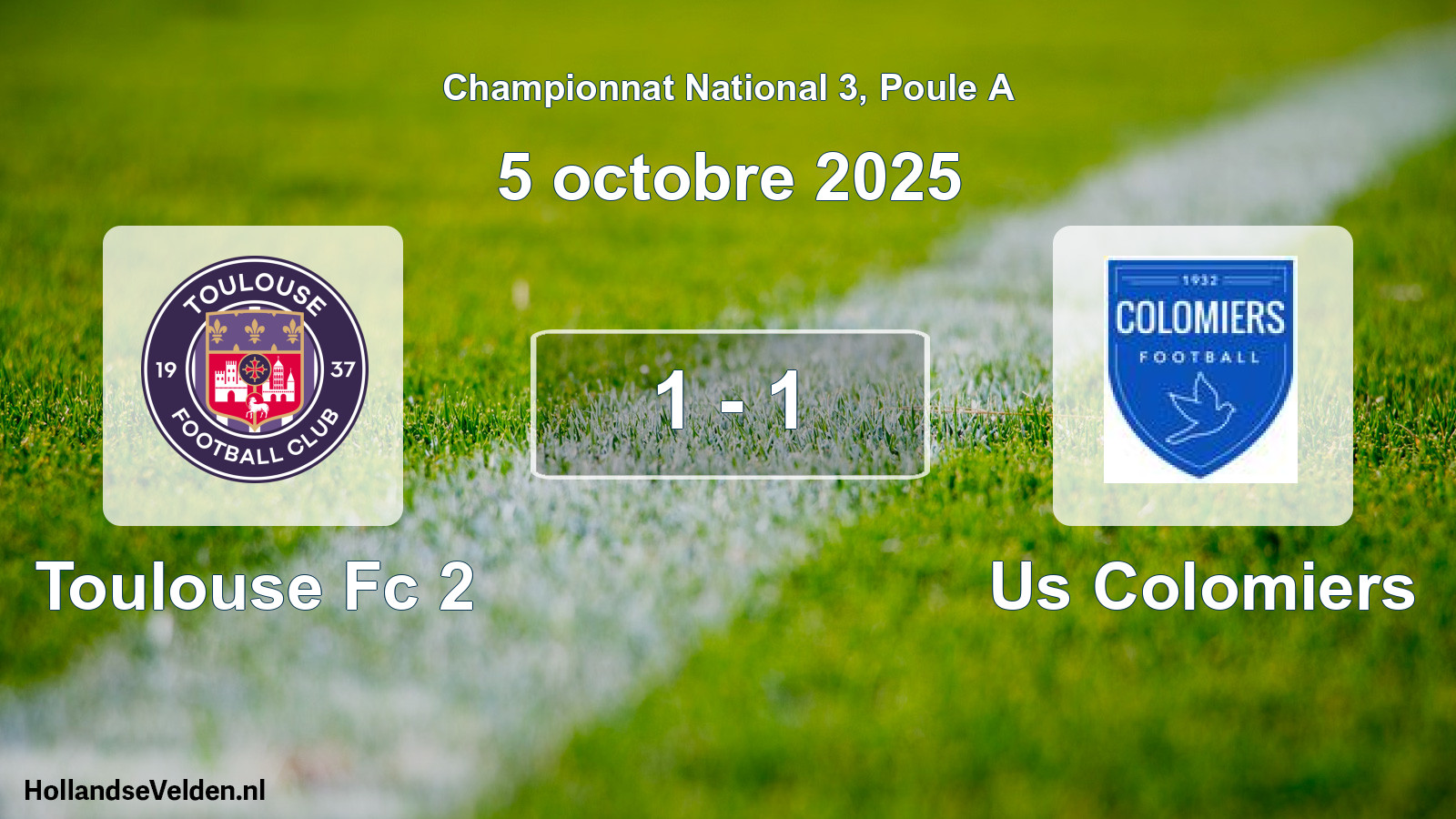 Total number of matches played: Toulouse Fc 2 - Us Colomiers 1 - 1 (5 October 2025)